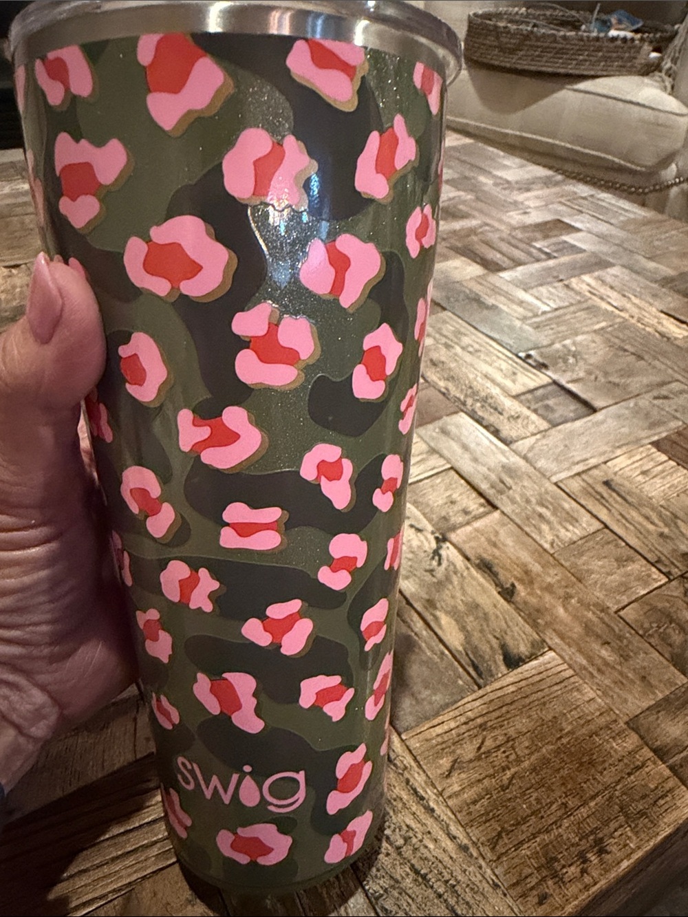Swig Olive Green Camo Pink Leopard Stainless Tumbler